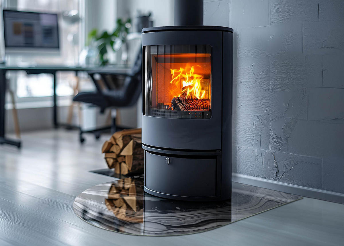 GLASPLATTE für Kamin 80x70 cm Schwarz Weiß - Multicolor, Glas (80/70/0.4cm) - ArtPrintCave