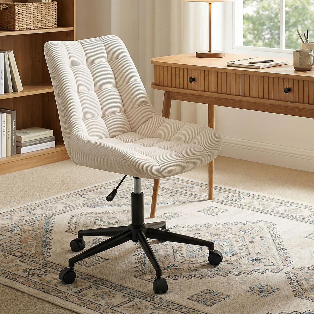 DREHSTUHL VASILO cremeweiß - Creme, Textil (54/80/61cm) - IDIMEX