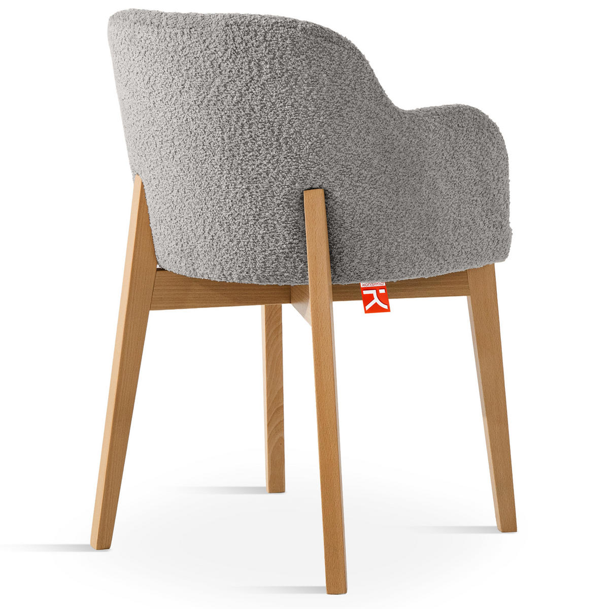 POLSTERSTUHL LONIS Esszimmerstühle 2er Set - Eichefarben/Hellgrau, Holz/Textil (55/82/54cm) - KONSIMO®