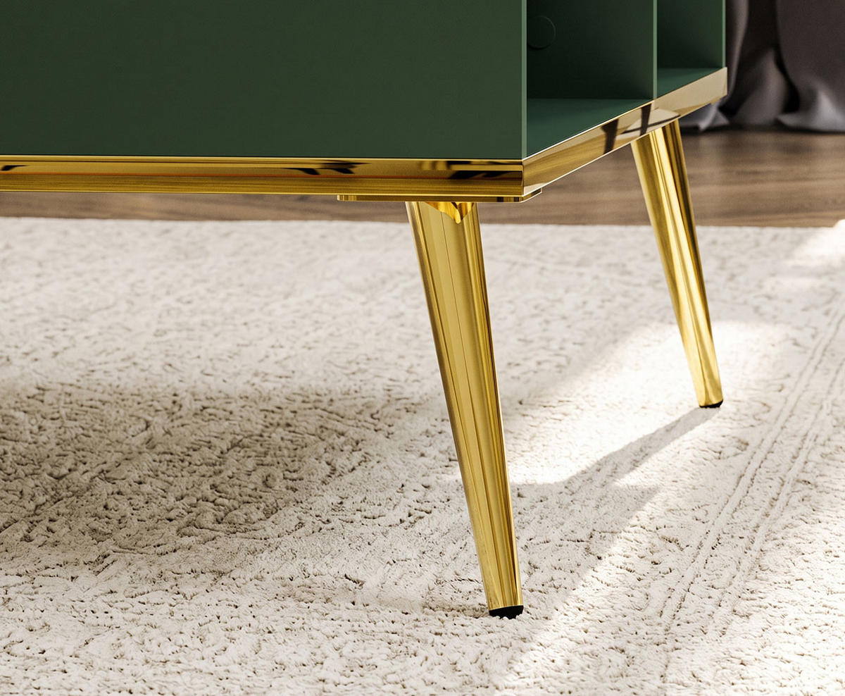 SIDEBOARD Forest dunkelgrün / gold 160 / 40 / 85cm - Grün, Holz/Holzwerkstoff (160/85/40cm) - Feldmann-Wohnen