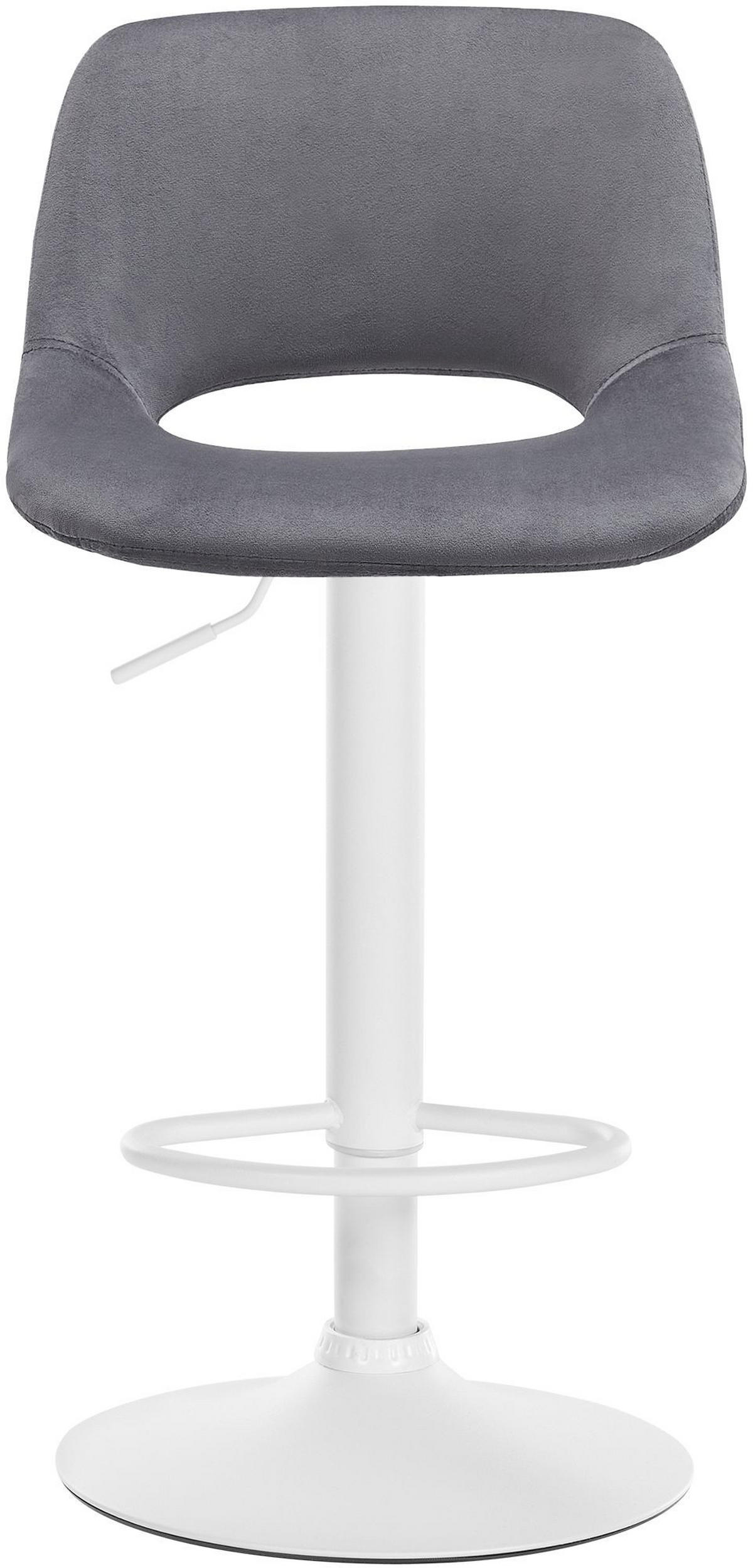 BARHOCKER JAKSON Dunkelgrau Samt Weiß - Dunkelgrau, Textil/Metall (42/86/46cm) - DELUKE