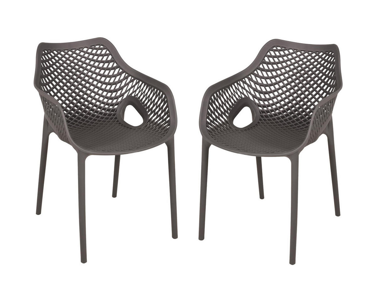 GARTENSTUHL 2er Set Nils Anthrazit Gartenstühle - Anthrazit, Kunststoff (53/80/60cm) - DELUKE