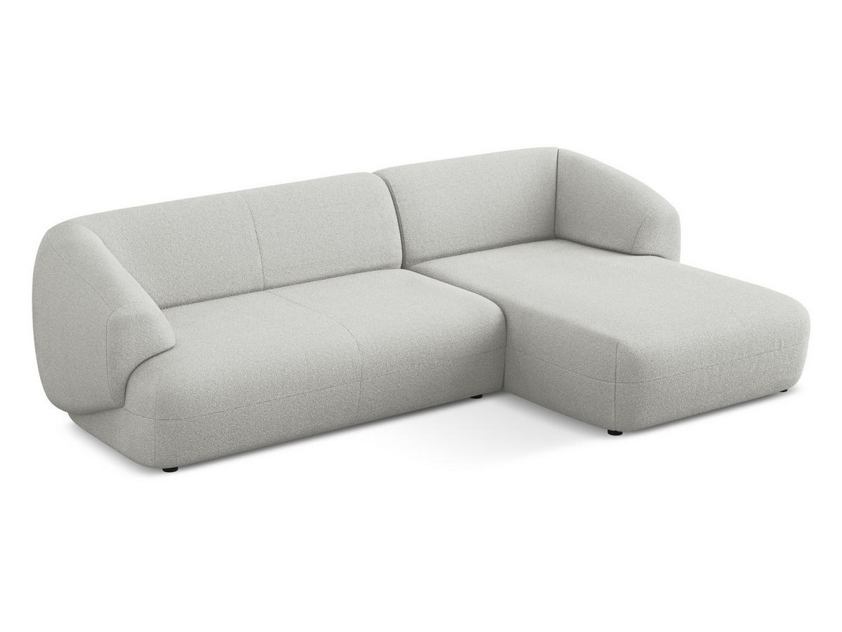 ECKSOFA Rechts Bouclé Stoff Grau - Hellgrau/Schwarz, Kunststoff/Textil (280/156cm) - Makamii