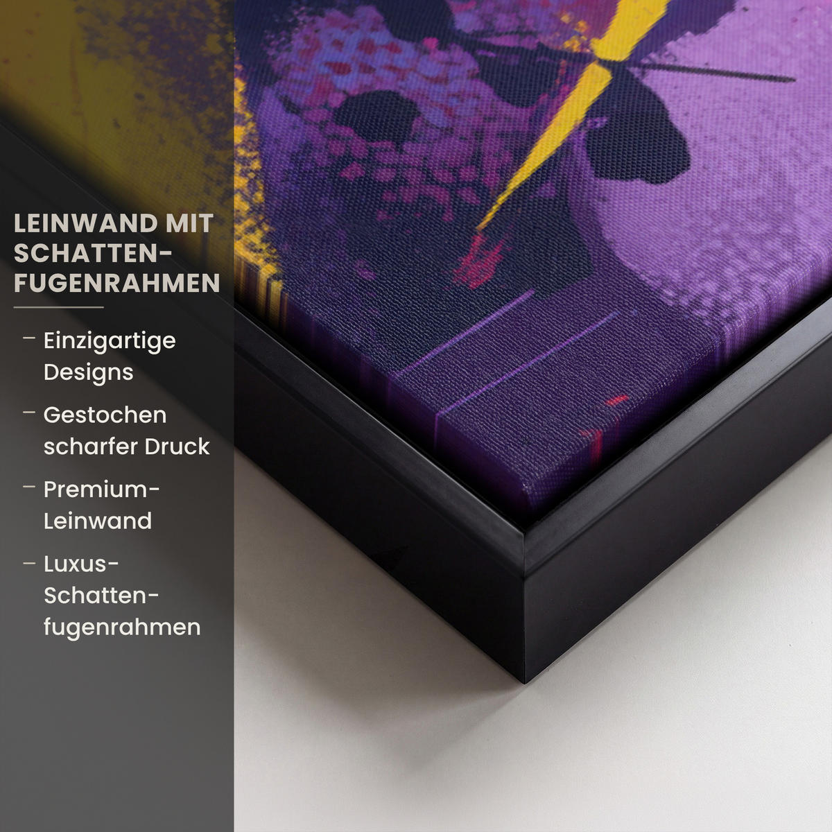 LEINWAND Bilder mit Rahmen - Abstrakt - Formen - Farbenfroh - 90x60 - Magenta, Textil (90/60cm) - MuchoWow