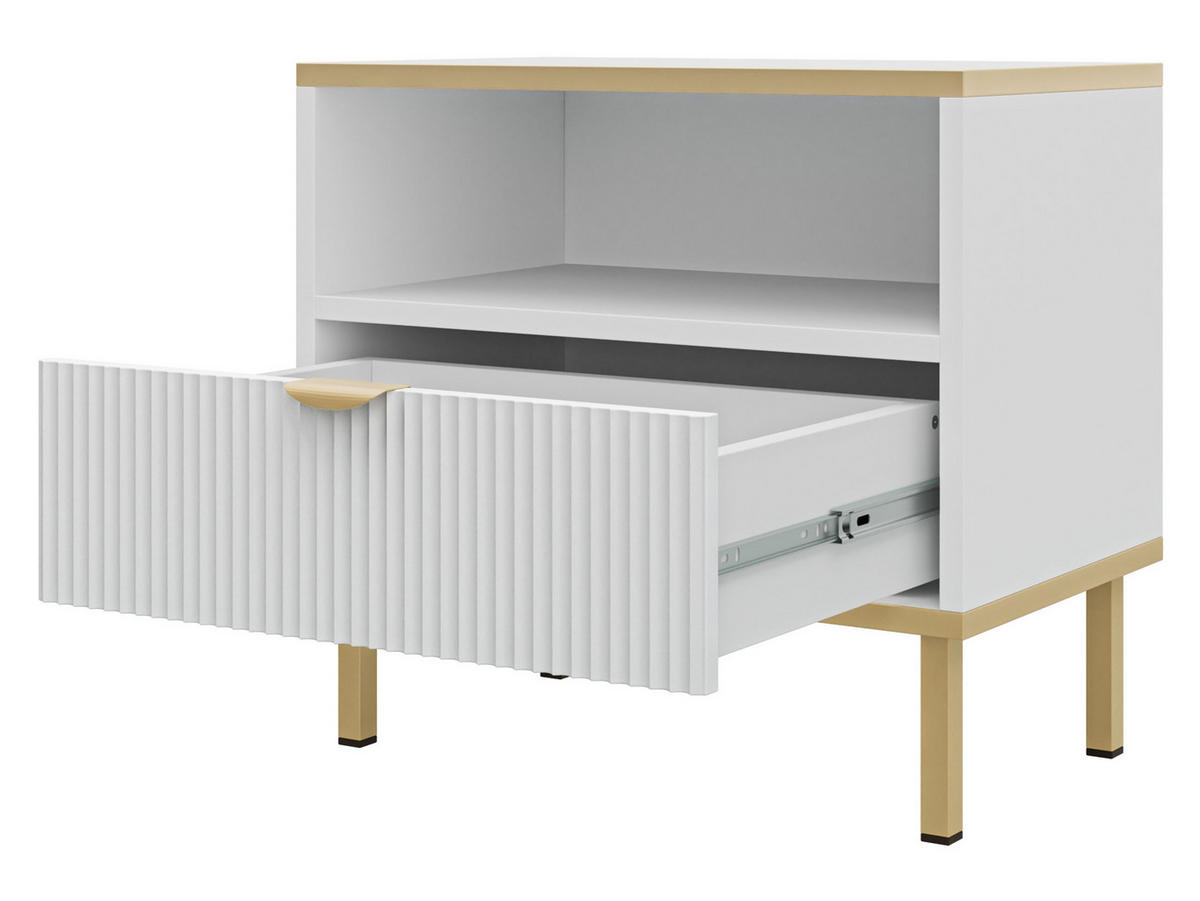 NACHTTISCH Werkoz 1S - Goldfarben/Weiß, Holzwerkstoff/Metall (50/46/30cm) - MIRJAN24