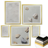 WANDBILDER 5er Set - 50x50 cm & 20x30 cm & 40x60 cm Goldrahmen - Geometrische Pappsteine - Goldfarben, Kunststoff (40/60cm) - ArtPrintCave