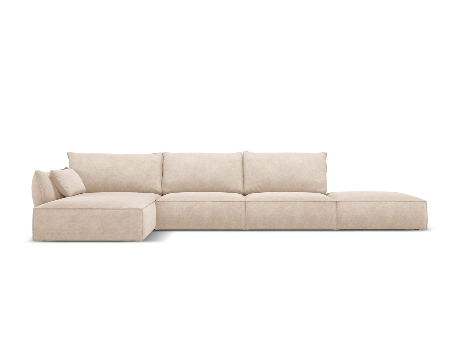 ECKSOFA links Kaelle aus Chenille-Stoff beige 5 Sitzplätze - Beige, Textil (171/364cm) - Micadoni