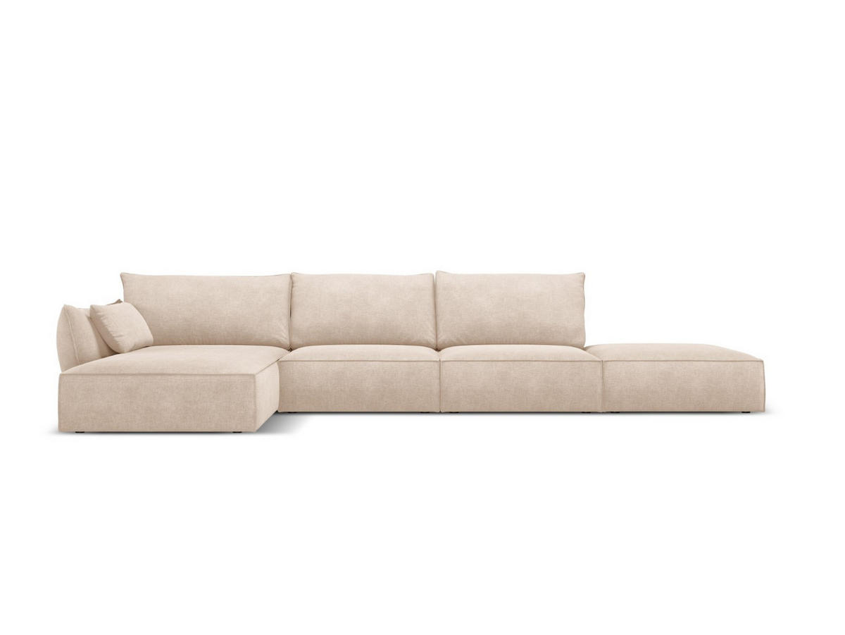 ECKSOFA links Kaelle aus Chenille-Stoff beige 5 Sitzplätze - Beige, Textil (171/364cm) - Micadoni