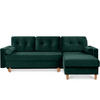 ECKSCHLAFSOFA ERISO 3/4 Sitzer und Universalecke mit Ottoman, Velour-Stoff, dunkelgrün - Dunkelgrün/Braun, Textil (240/183cm) - KONSIMO®