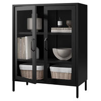 VITRINENSCHRANK klein GINA Bücherschrank Glasfenster Schwarz - Schwarz, Metall (80/101.5/40cm) - Jan Nowak
