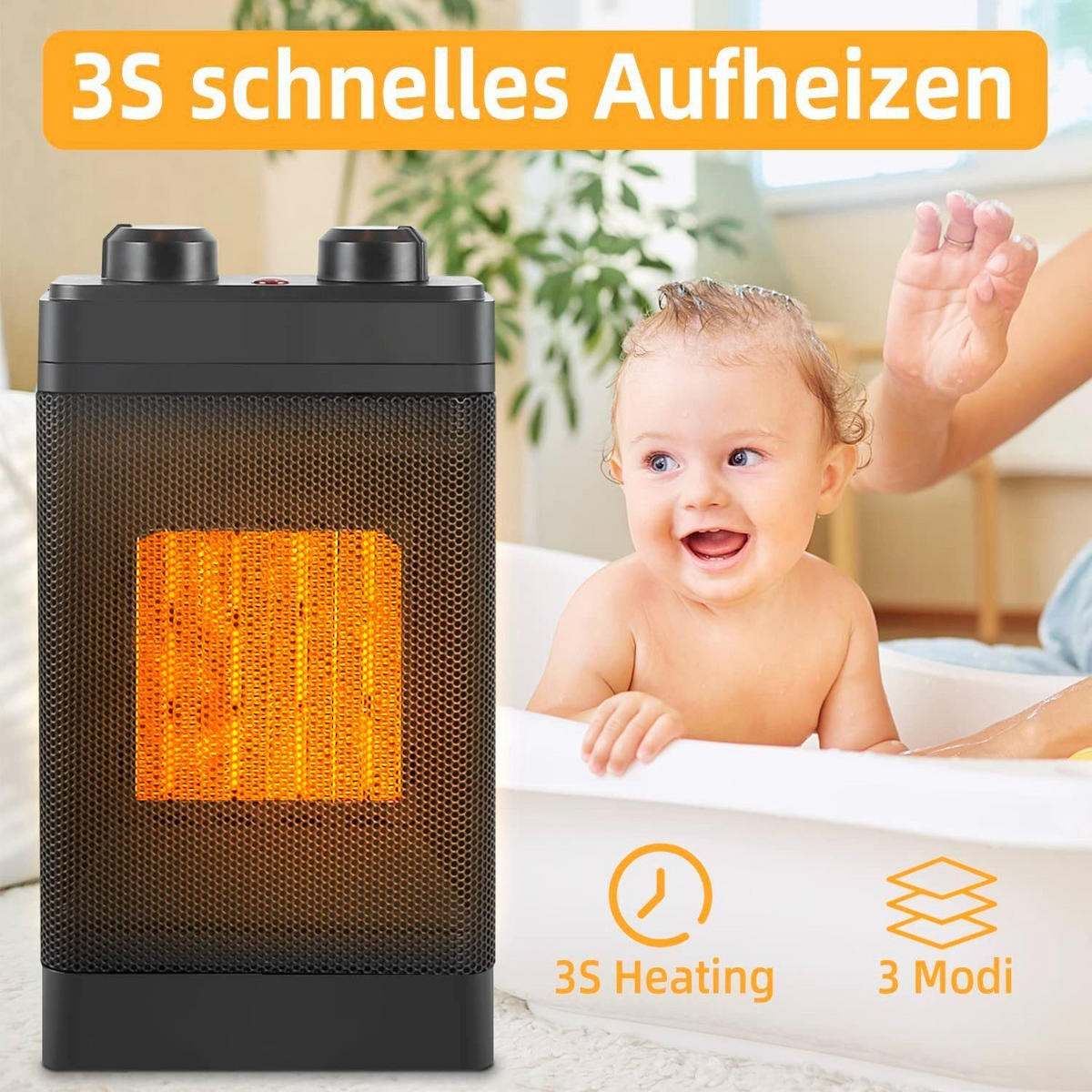 HEIZUNGSLÜFTER Wärmeaura - Schwarz, Kunststoff (10/25.6/15cm) - Nettlife