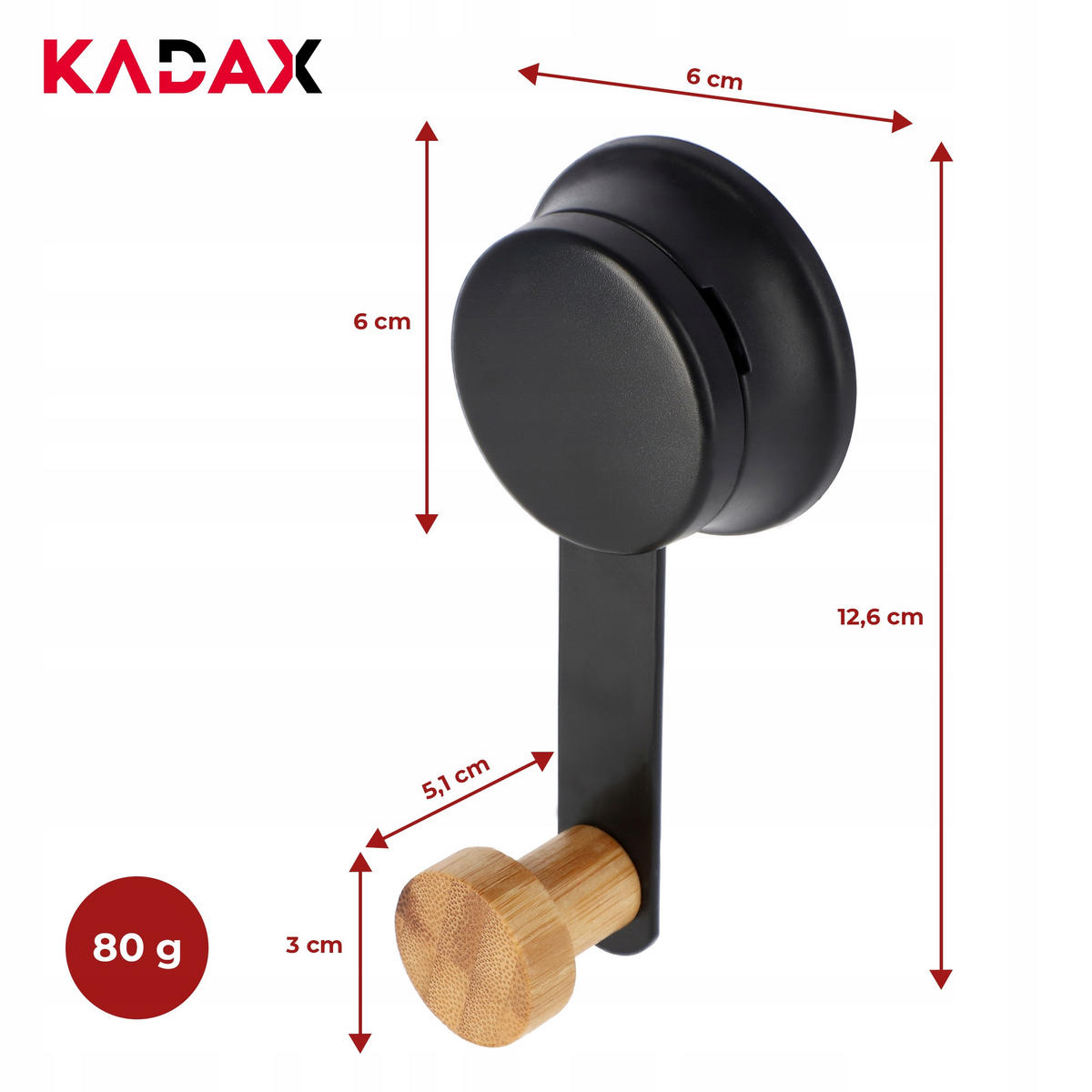 BADEZIMMERHAKEN für Kleidung 12 x 6 cm, schwarz - Schwarz, Metall (6/13cm) - KADAX