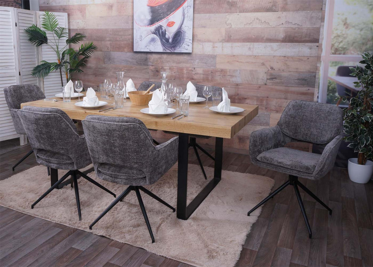 JÍDELNÍ ŽIDLE Šedá, sada 6 ks - šedá/tmavě šedá, textil (57/86/61cm) - MCW