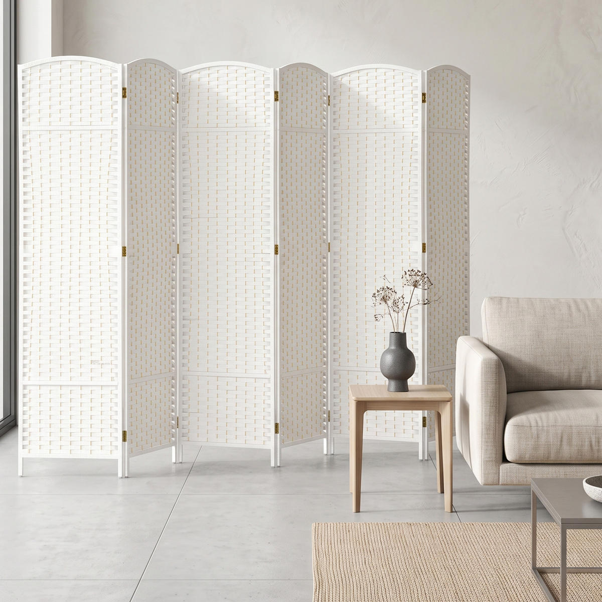 PARAVENT 6 delar 240 x 170 cm rumsavdelare i furu, vit - Vit, Trä (1.6/170/240cm) - HOMCOM