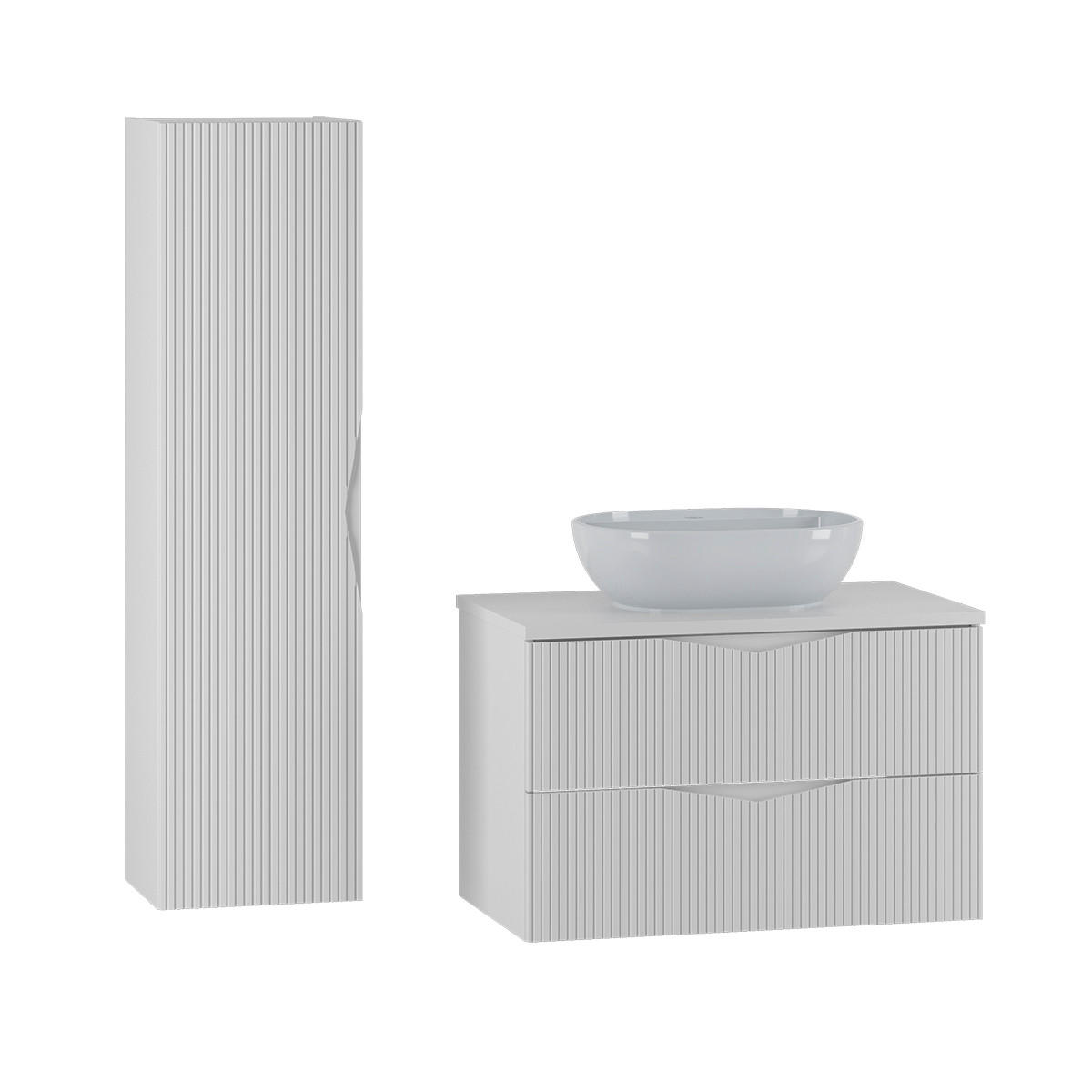 BADMÖBEL Tao 2er-Set Weiß - Weiß, Holzwerkstoff (80.6/52.2/46.5cm) - Petits-meubles