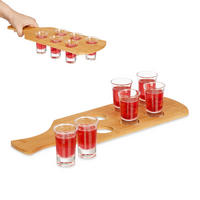 SCHNAPSBRETT - Hellbraun, Glas/Holz (0.04L) - Relaxdays