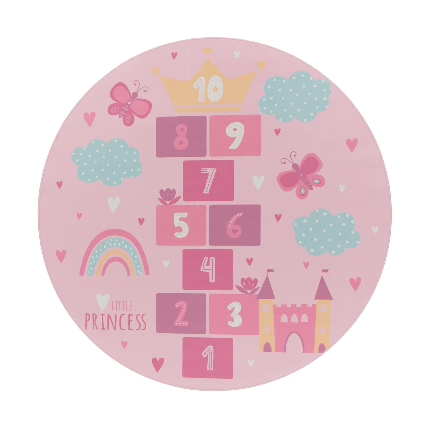 KINDERTEPPICH Waschbar, mit Prinzessinnen-Motiv, Rosa, Ø 160 cm - Rosa, Textil (160/160cm) - KADIMA DESIGN