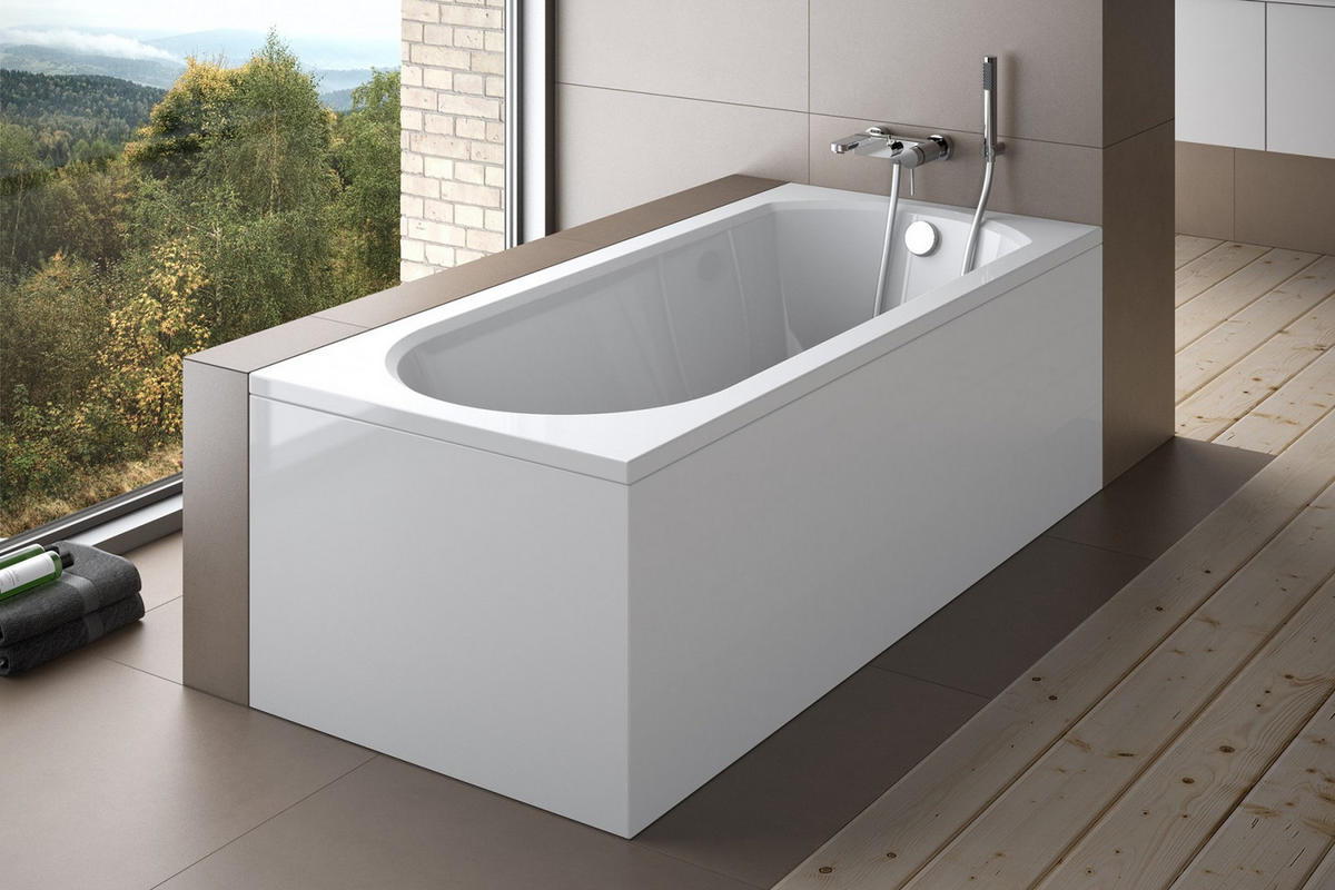 BADEWANNE Rechteck INTRICA 170/75 Ablauf & Füße - Weiß, Kunststoff (75/55.5/170cm) - bad land