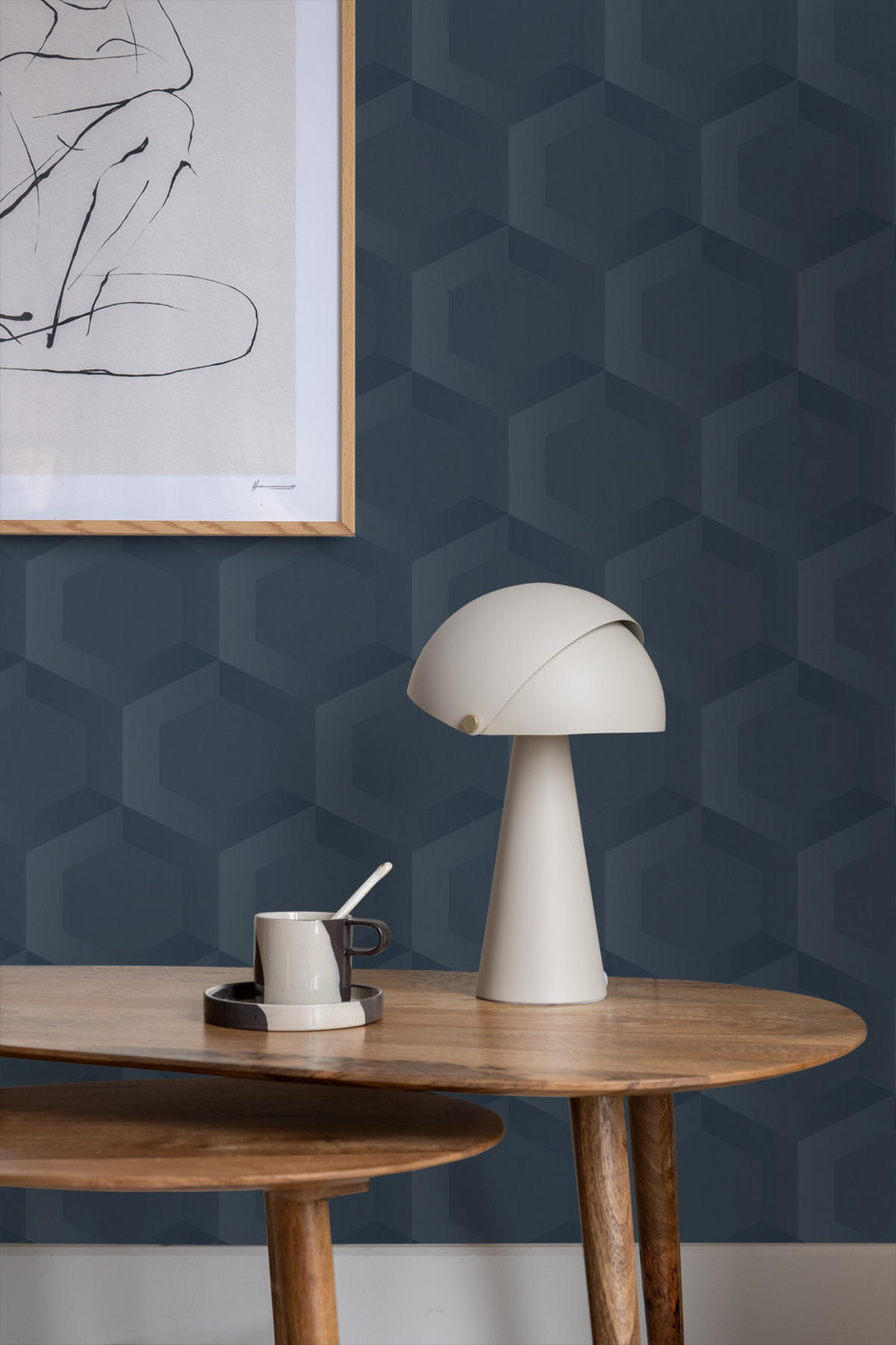 TAPETE 3D Wabenmuster 53 cm x 10.05 m - Blau, Papier (53/1000cm) - Origin Wallcoverings