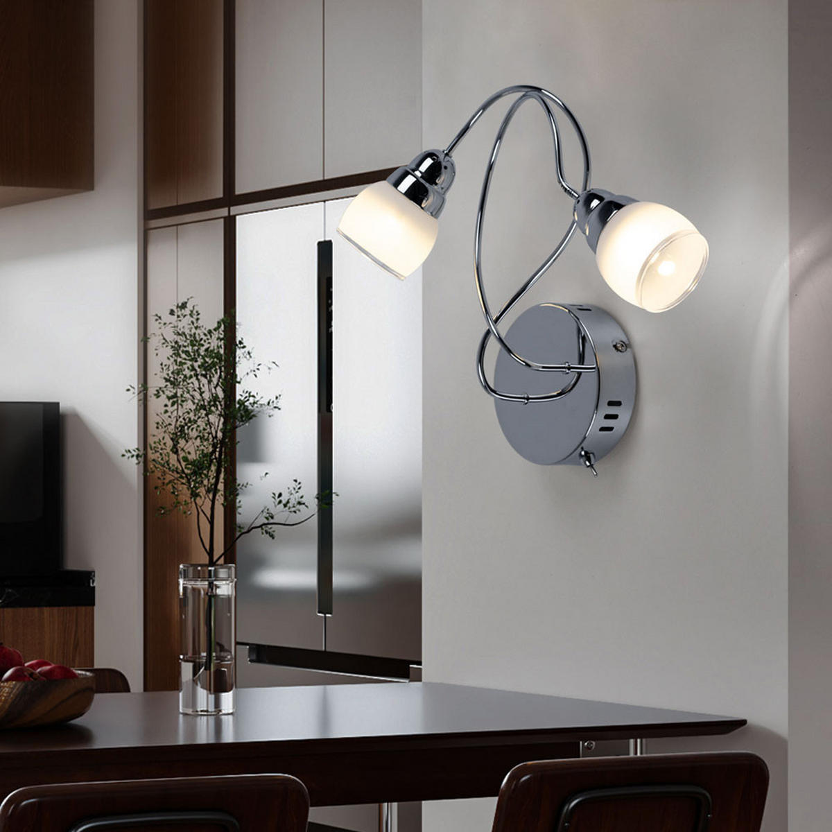 LED WANDLEUCHTE OHARA Metall Chrom - Silberfarben, Glas (35/30/12.5cm) - Esto