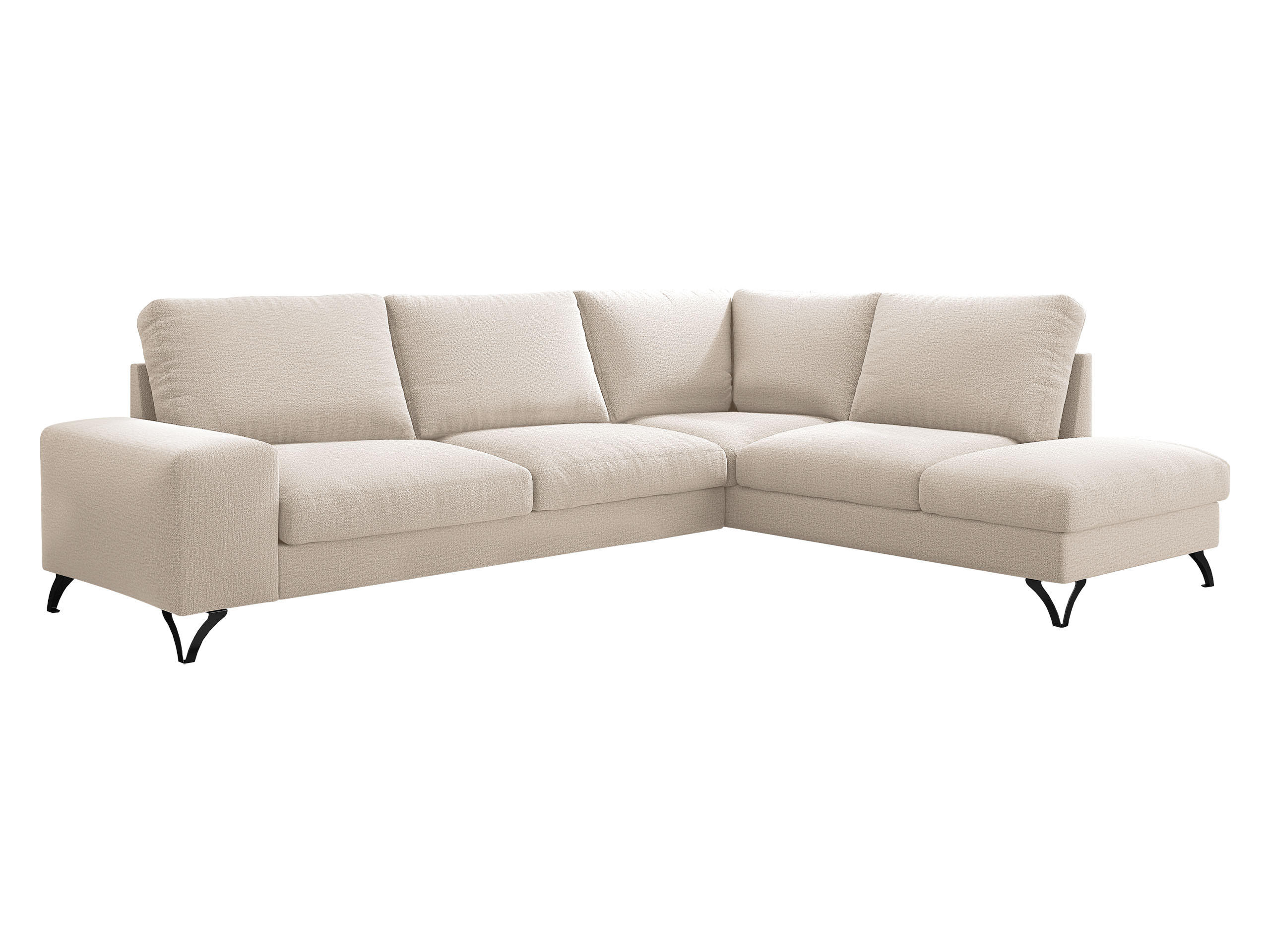 ECKSOFA Flavio Bis, Seite: Rechts - L4+L2F+R3F - Schwarz/Naturfarben, Holz/Textil (285/214cm) - MIRJAN24