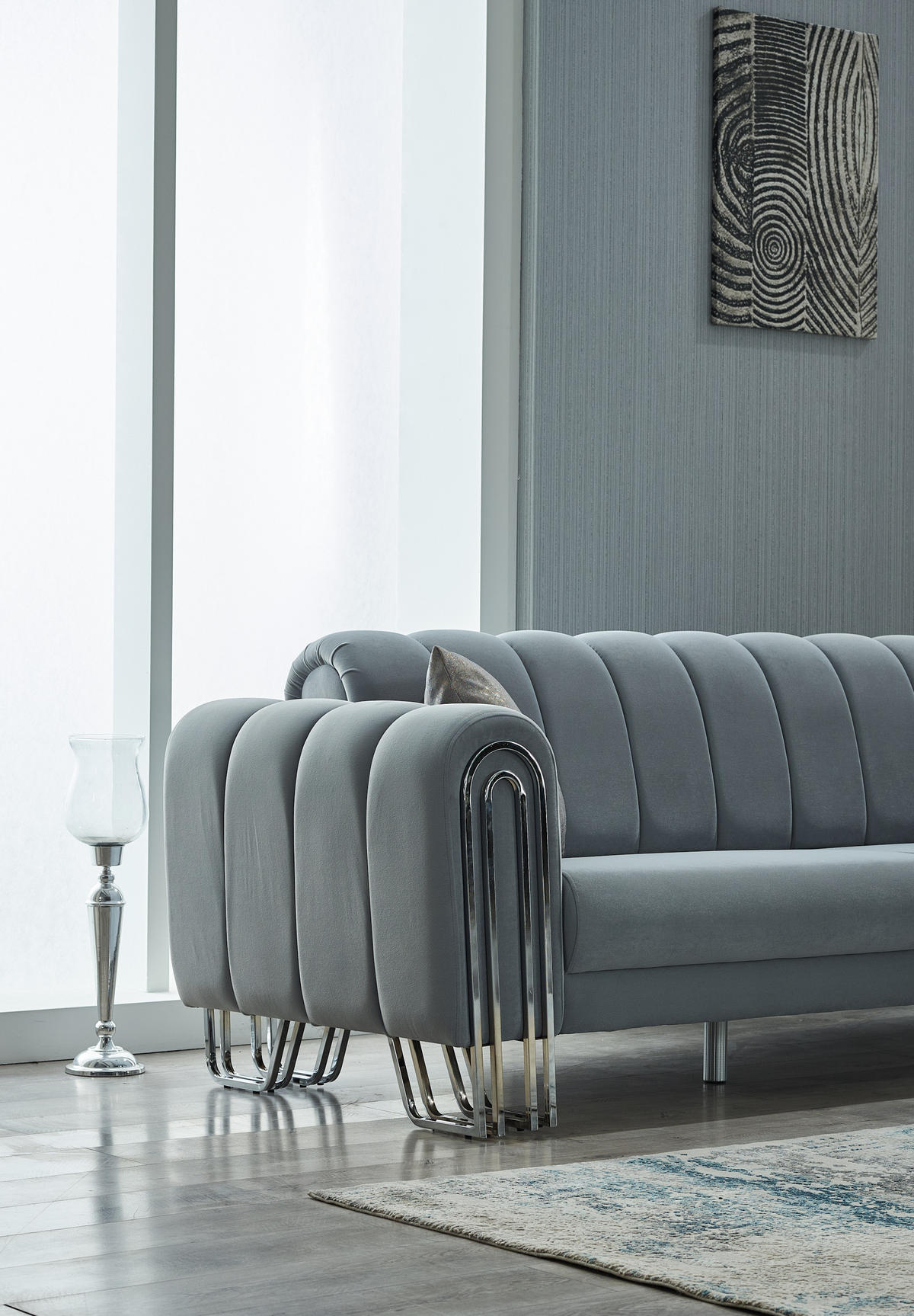 SITZGARNITUR Bloom Hellgrau Stellvariante:2+1+1 - Grau, Holz (175/85/90cm) - Villa Möbel