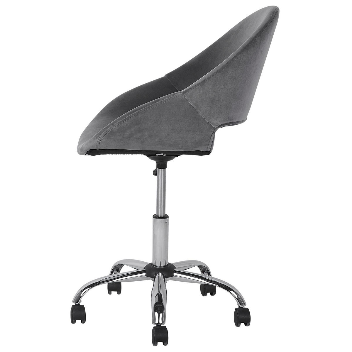 BÜROSTUHL Samtstoff Grau Selma - Grau, Textil/Metall (62/84/62cm) - Beliani