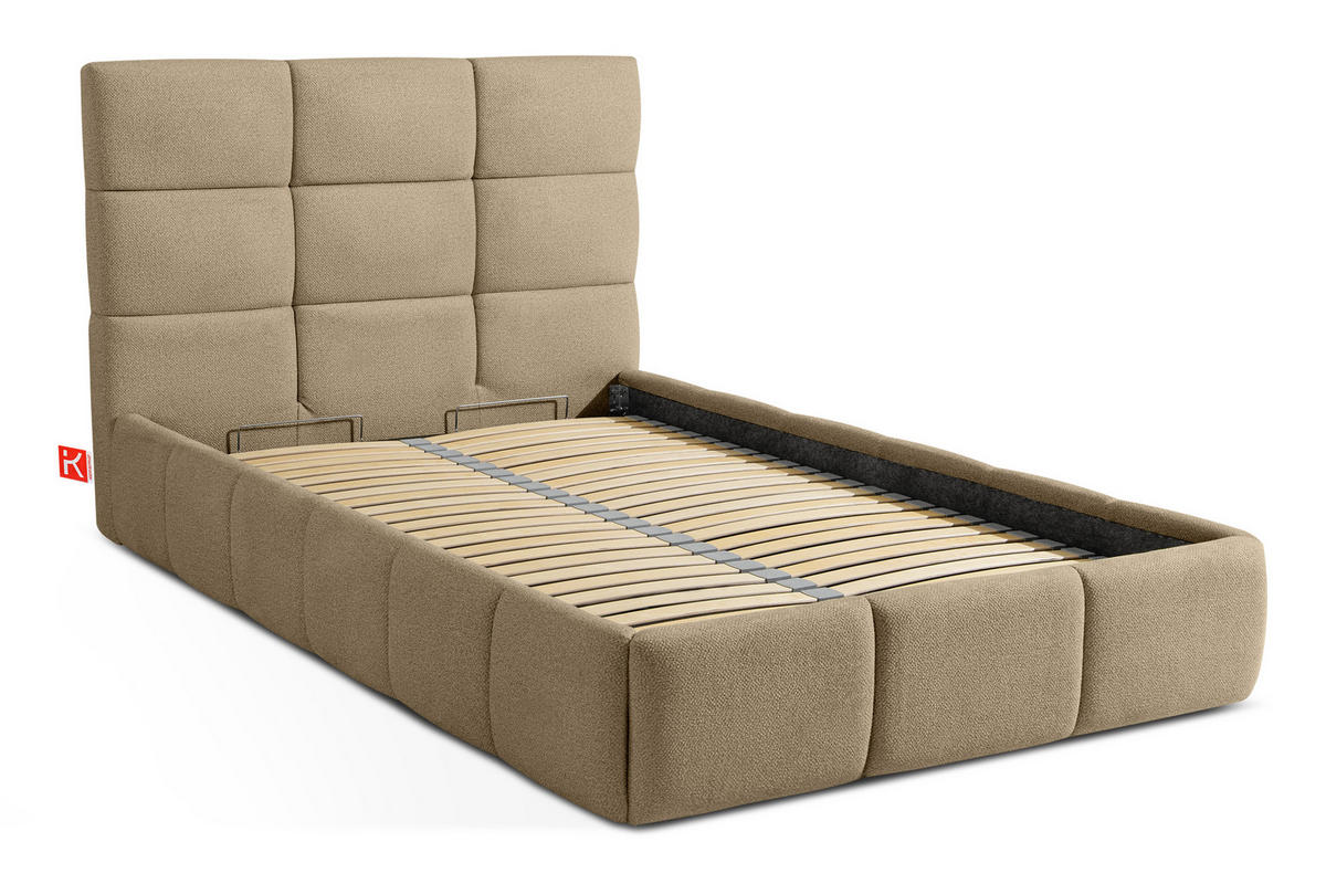 POLSTERBETT ALTOS Einzelbett, Bouclé, gelb - Gelb, Holz/Holzwerkstoff (120/200cm) - KONSIMO®