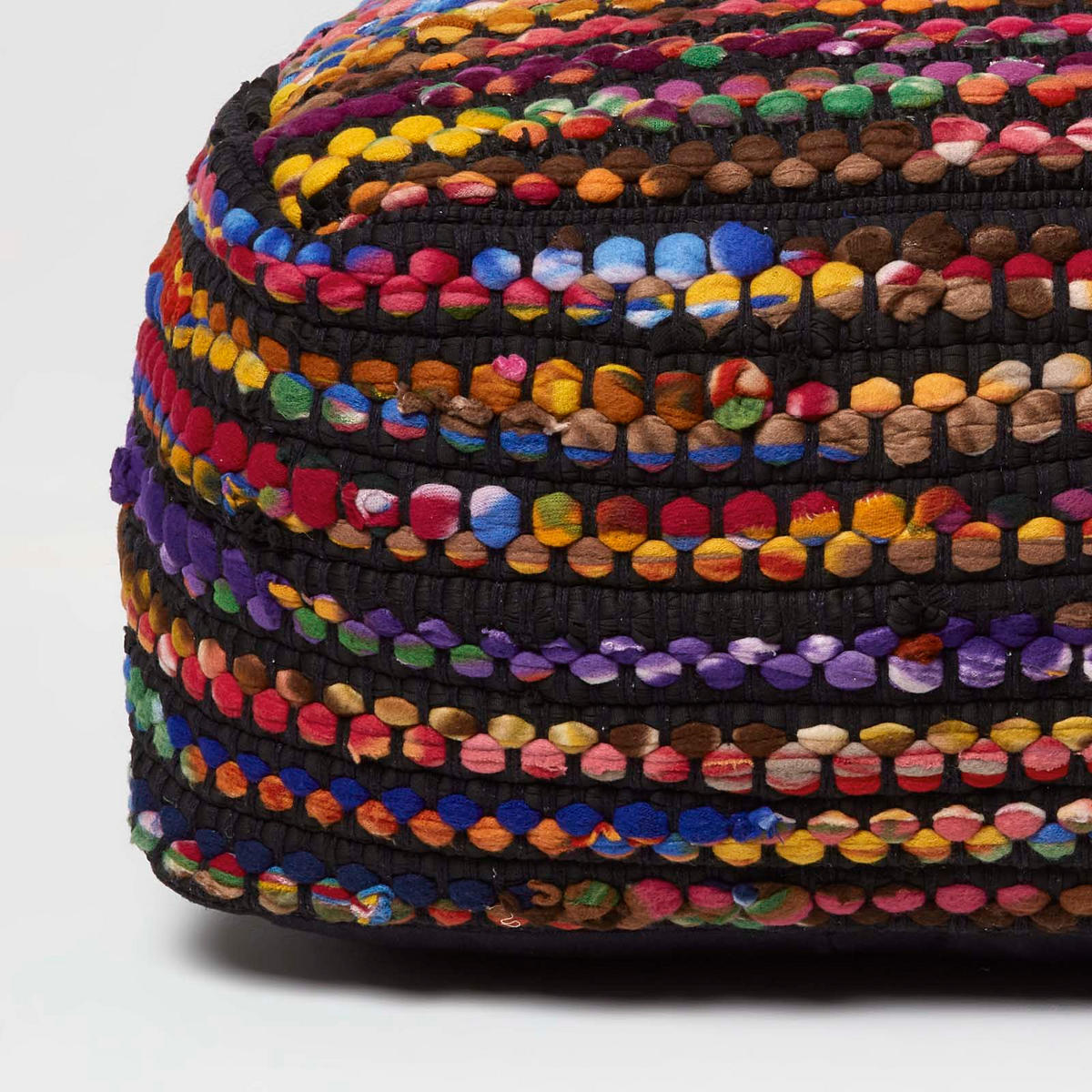 SITZPOUF Folk mit bunten Streifen, 60/60/30 cm - Multicolor, Textil (60/30/60cm) - Homescapes