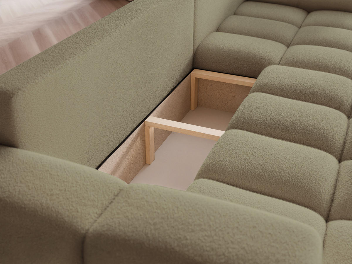 ECKSOFA BUENO mit Schlaffunktion und Bettkasten Grün - Grün, Holzwerkstoff/Kunststoff (280/148cm) - Idohome