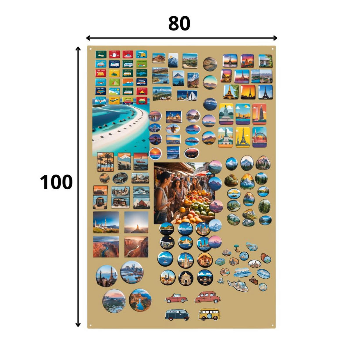 MAGNETTAFEL Klein & Groß Gold 100x80 cm - Magnetisches Stahlboard für Magnete, Fotos und Notizen, Beschreibbar - Goldfarben, Metall (80/100/0.7cm) - ANWICAR