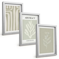 BILDER SET 3er Set - 20x30 cm Silberner Rahmen - Abstrakte Pflanzenmuster - Silberfarben, Kunststoff (20/30cm) - TULUP