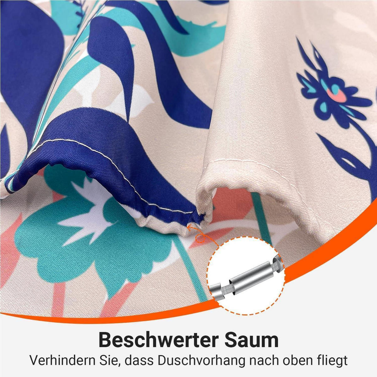 DUSCHVORHANG Blaue Grasblume 180 x 200 cm - Multicolor, Textil (180/200cm)