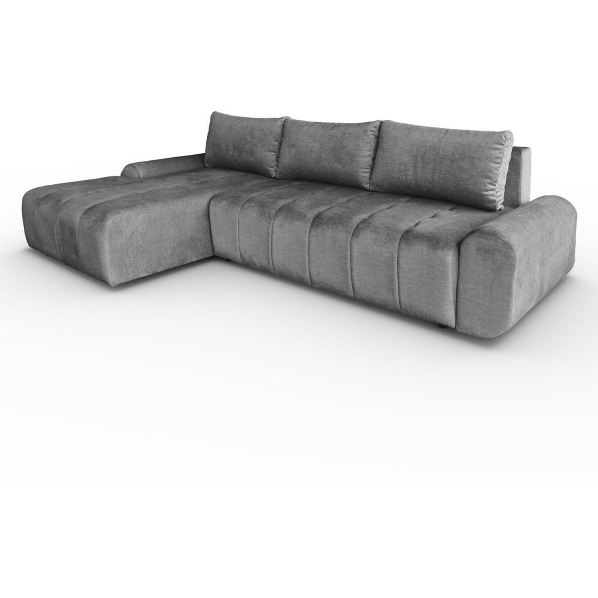 ECKSCHLAFSOFA Costa L grau links - Schwarz/Grau, Kunststoff/Textil (290/169cm) - Beautysofa