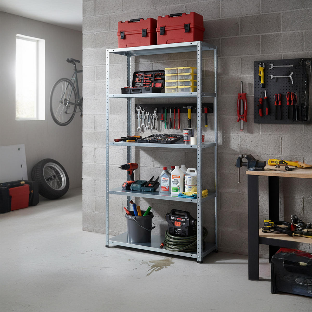 LAGERREGAL - Silberfarben, Kunststoff/Metall (30/150/30cm) - Relaxdays