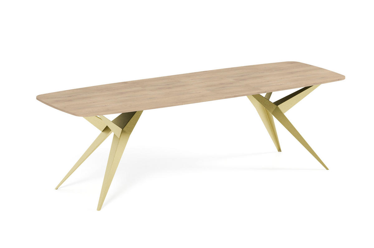ESSTISCH AXIS - Goldfarben/Terracotta, Holzwerkstoff/Metall (90/180/76cm) - Meblini