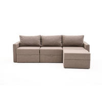 ECKSCHLAFSOFA mit Hocker - Taupe/Schwarz, Holz/Kunststoff (230/180cm) - myHomelando