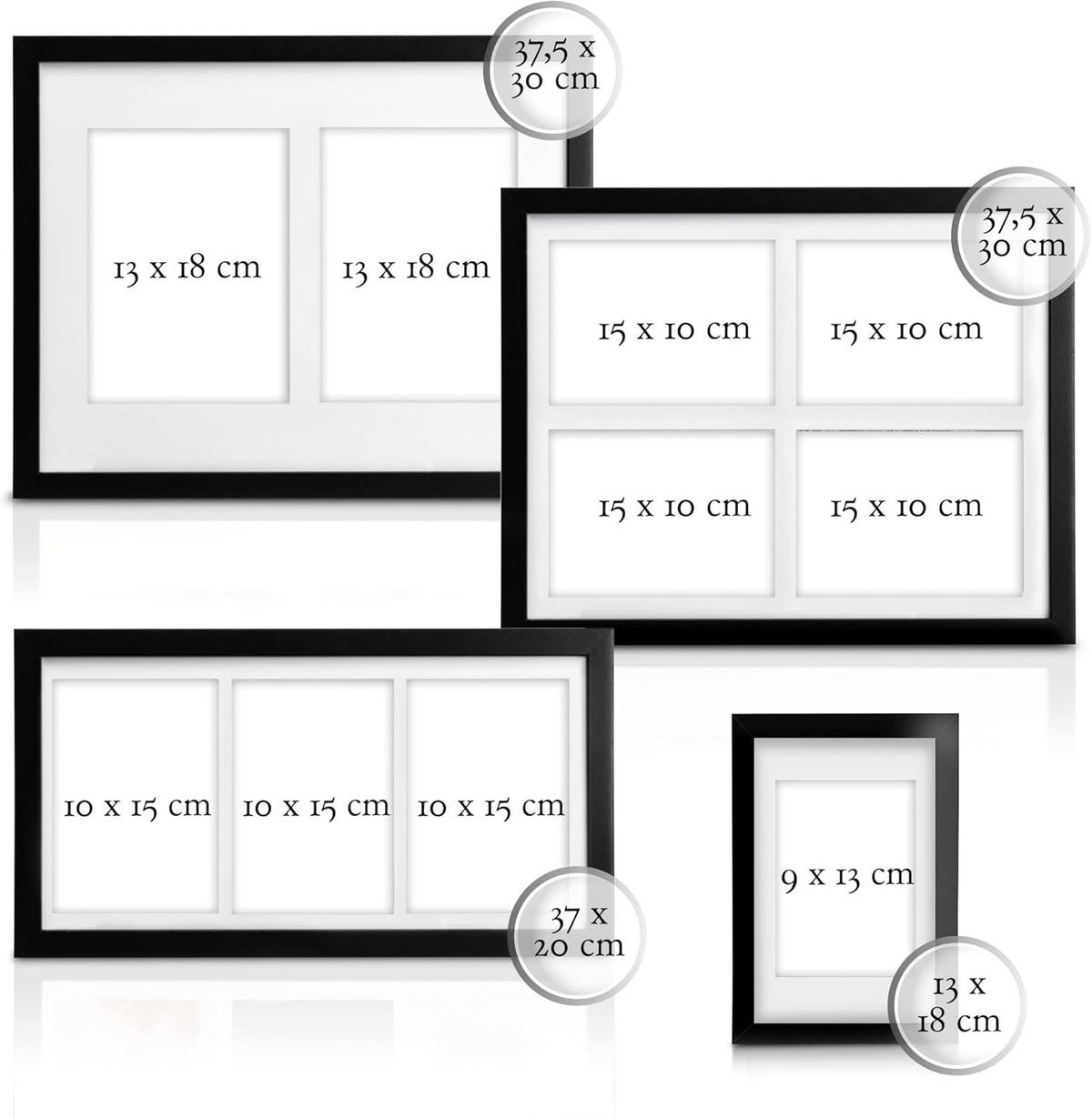 BILDERRAHMEN Galeria MDF Schwarz (7tlg) - Schwarz, Holzwerkstoff (22/35/42cm) - BoMoe