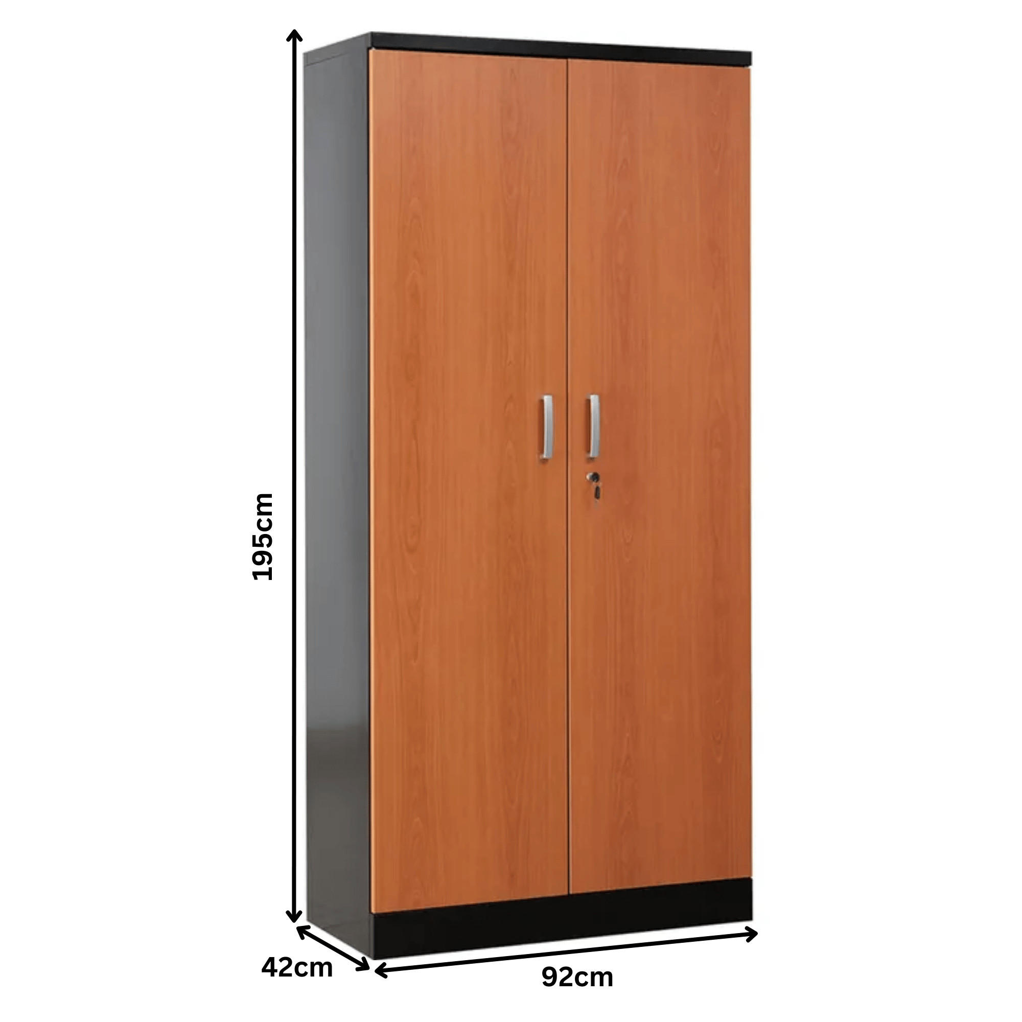 AKTENSCHRANK Beetle 4 Fachböden 195x92x42 cm Schwarz & Erle - Erlefarben, Metall (92/195/42cm)