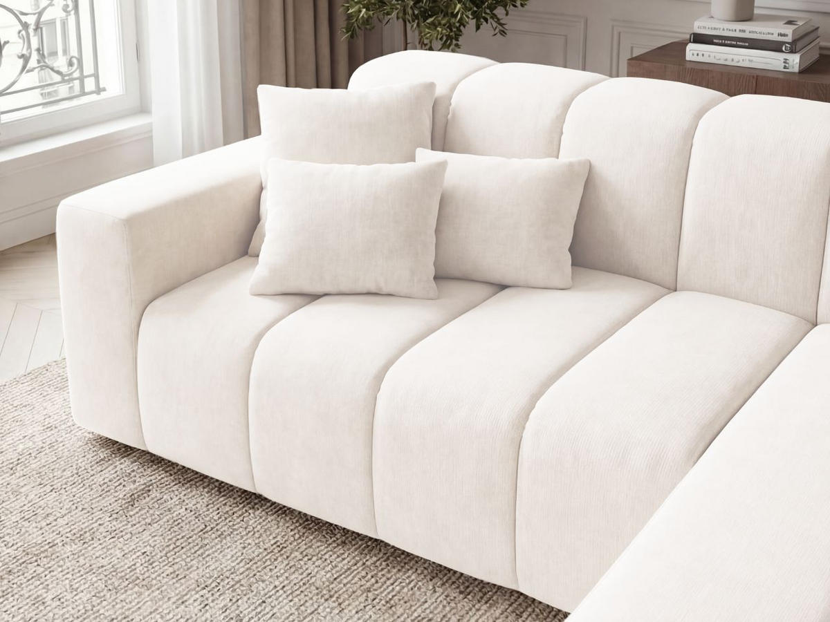 ECKSOFA Nork Creme Rechts - Creme, Holz/Textil (265/180cm) - Graingold