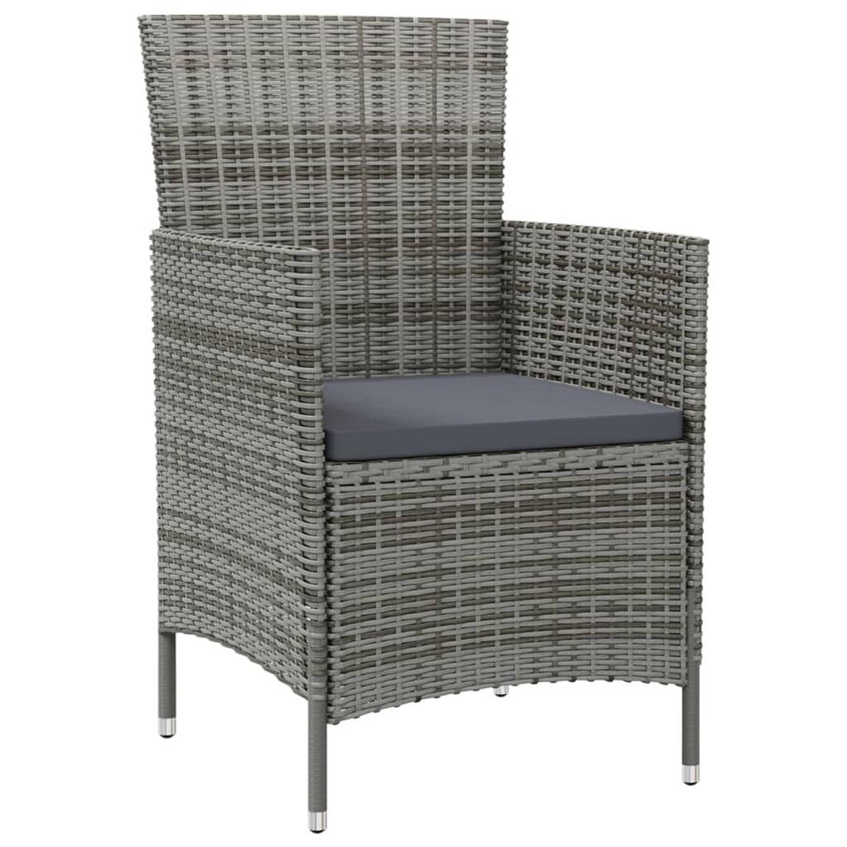 GARTENSTÜHLE mit Kissen 2 Stk. Poly Rattan Grau - Grau, Textil (61/88/60cm) - furnicato