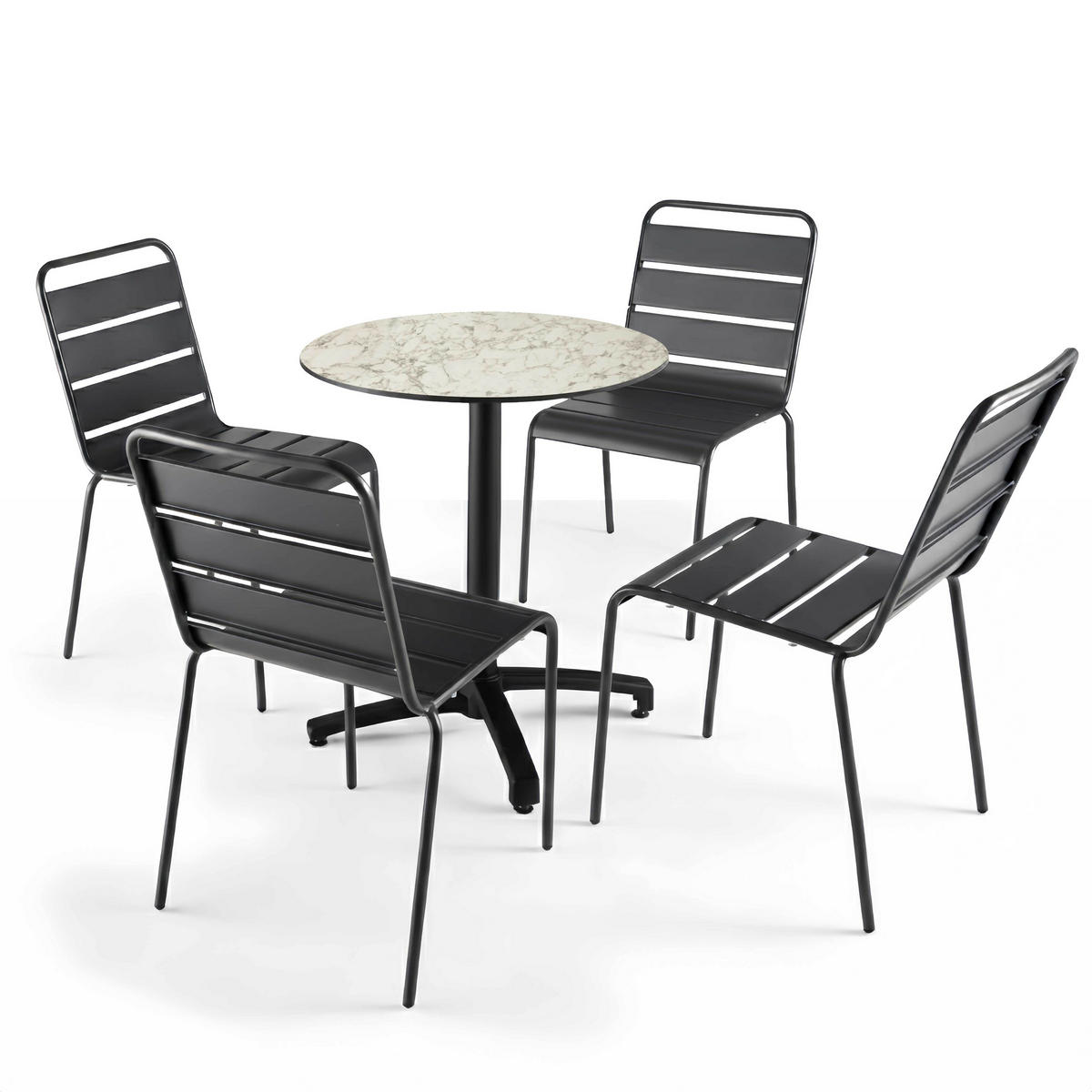 GARTENTISCH rund, Marmor - Grau, Holzwerkstoff (70/70/72cm) - Oviala