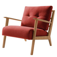 SESSEL - Eichefarben/Rot, Eichenholz/Textil (83/80/75cm) - home24