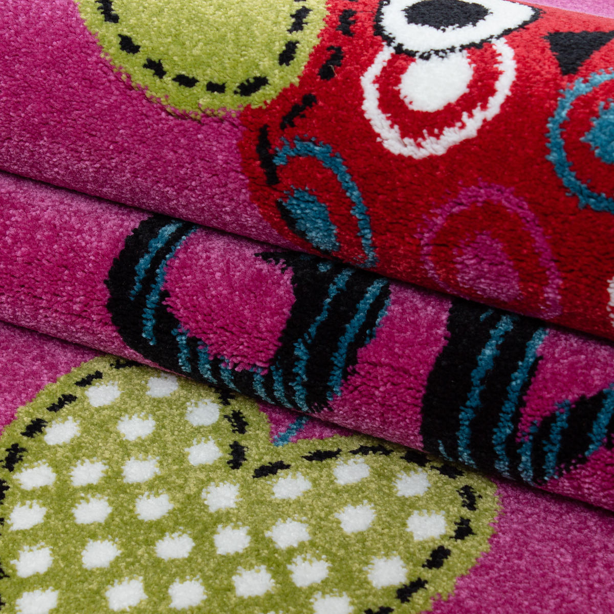 KINDERTEPPICH Eule Polypropylen gewebt saugroboter Kurzflor Kinderzimmer Violett Rund 120x120 - Lila, Textil (120/120cm) - KADIMA DESIGN