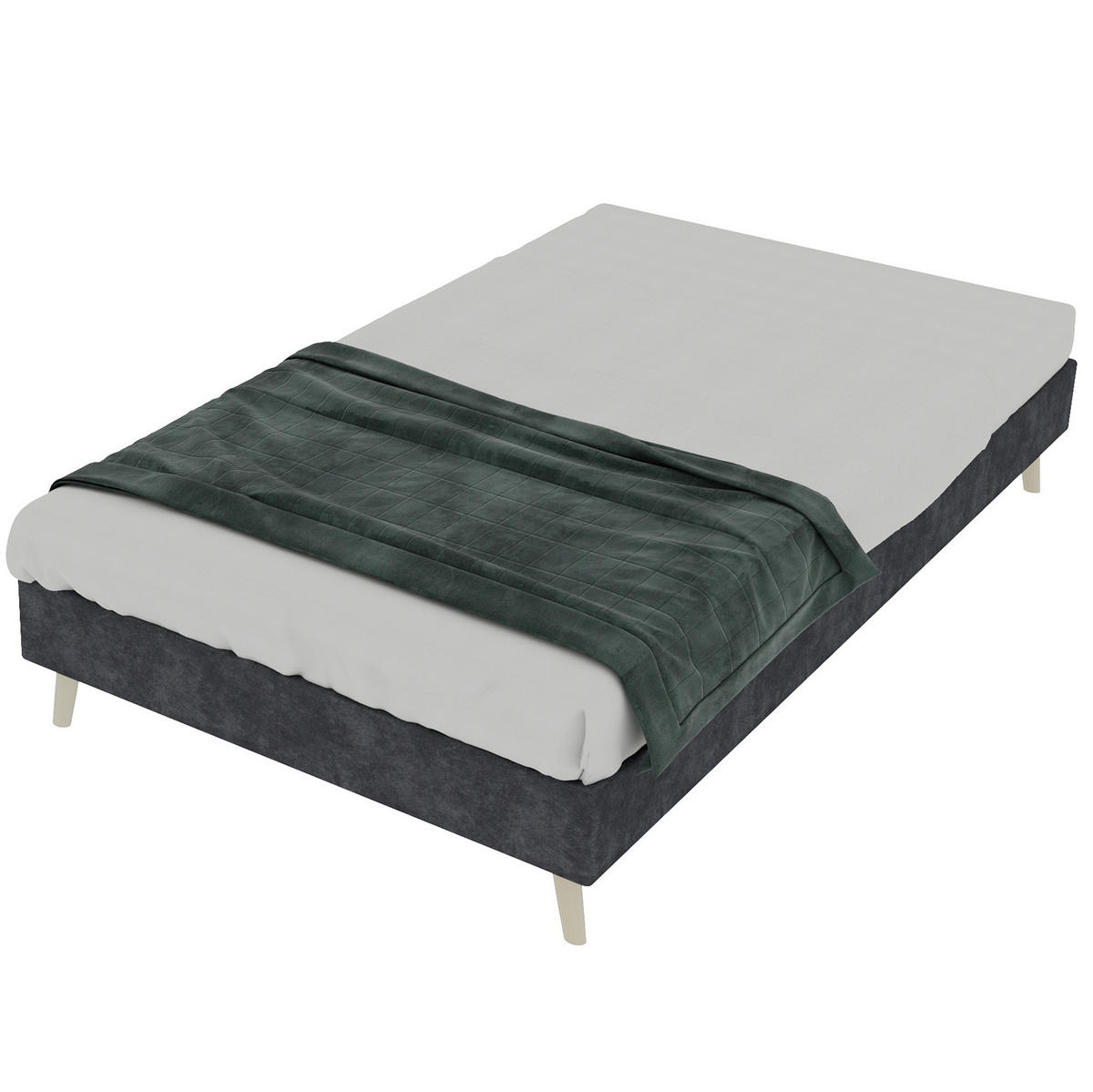 POSTEL 90/200 cm šedá z látky a kovu s pevnou konstrukcí - šedá, textil (90/200cm) - OKWISH