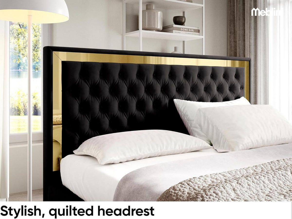 POLSTERBETT ARONA - Schwarz, Textil (120/200cm) - Meblini