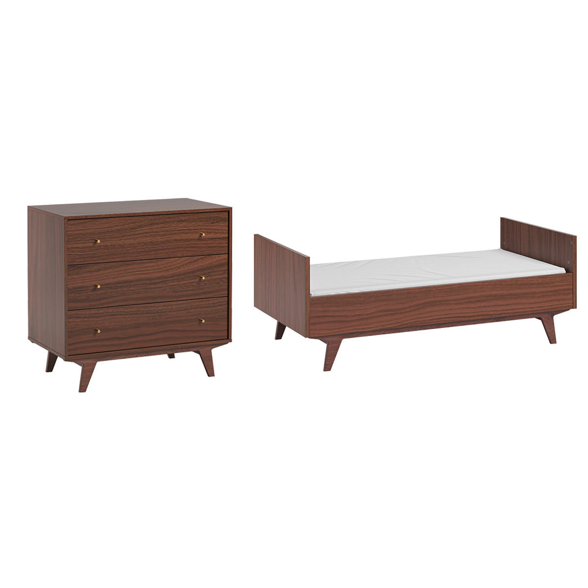 BABYZIMMER 2-teilig Mid Holz - Braun, Holzwerkstoff (144/90/75cm) - Petits-meubles