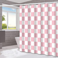 DUSCHVORHANG Rosa Weiß kariert 180 x 180 cm wasserdicht für Badezimmer und Küche - Multicolor, Textil (180/180cm) - MCBOSON