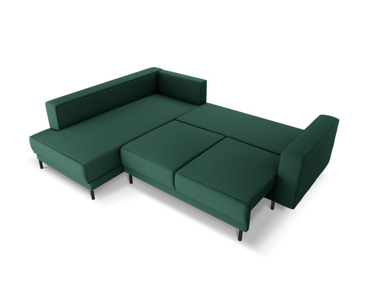 AUSKLAPPBARES-ECKSOFA links Caro aus strukturiertem Stoff grün 5 Sitzplätze - Grün, Textil (187/247cm) - Micadoni
