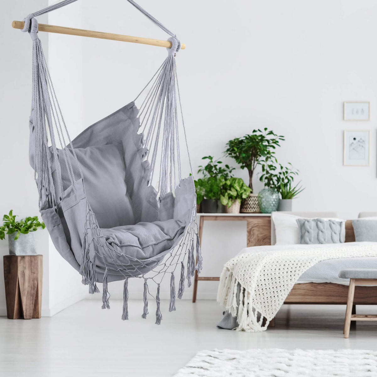 HÄNGESESSEL Grau 140/100/140 cm - Grau, Textil (100/140/140cm) - Mobili Rebecca
